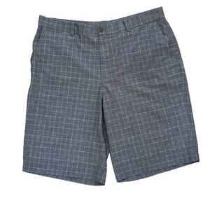 Nike Golf Dri-Fit Gray & White Windowpane, Checkered, Plaid Shorts, 36